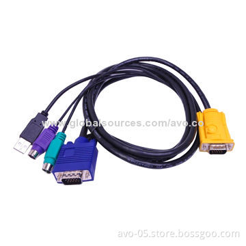 KVM Cable, HDB15 to USB + PS2, RoHS Mark